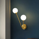 GobekUsa Opaline Glass Globe LED Wall Light Fixture - Mid Century Brass Wall Mount Lamp with 2 Lights