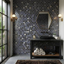 Opalo Black Multi Finish Hexagon Glass Mosaics 11 3/4x11 1/2