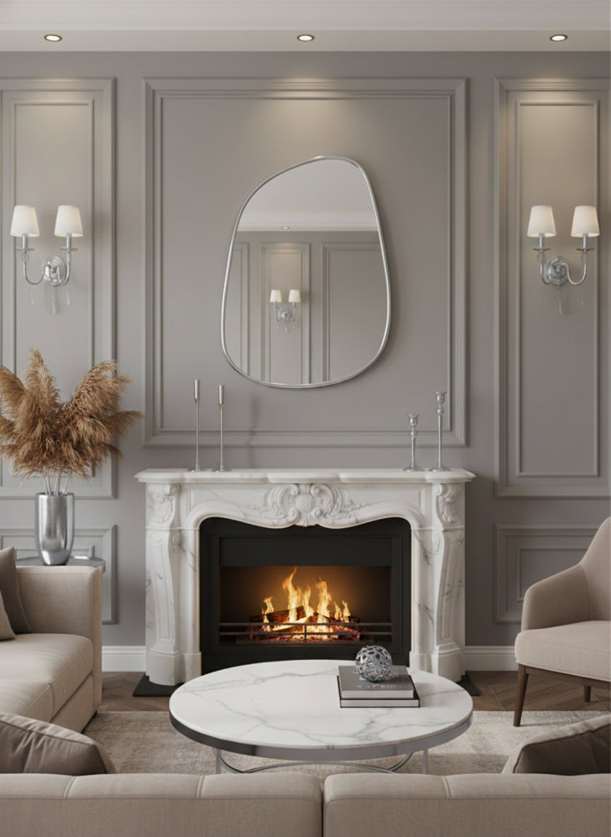 Asymmetrical Silver Brass Wall Mirrors, photo 4 of 14