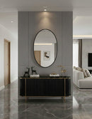 Black Brass Oval Mirror