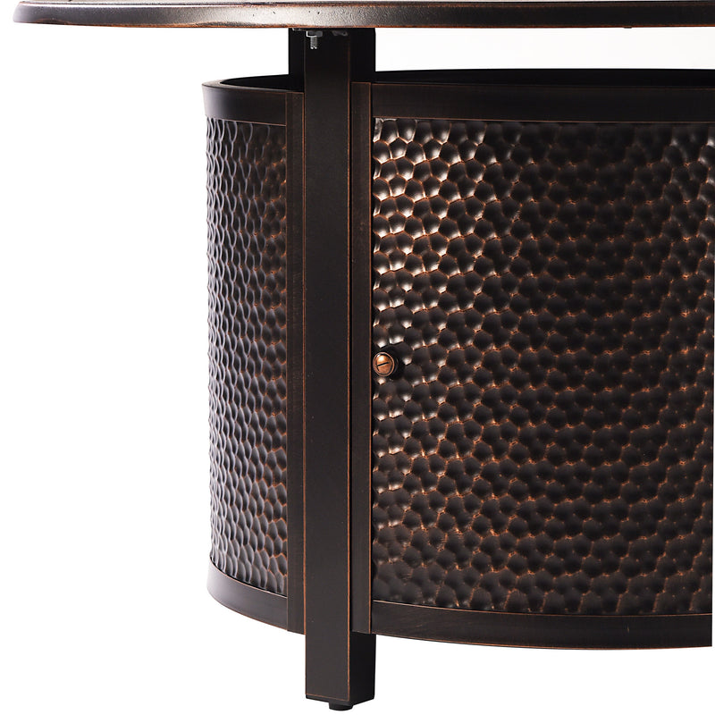 Aluminum 44-in Round Patio Fire Table Set with Swivel Rocking Chairs