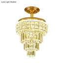 GobekUsa Optical Crystal Foyer Chandelier: Minimalist Brass Pendant