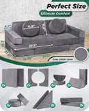 LX15 14pcs Modular Play Couch, Granite Gray