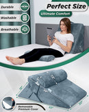 LX6 3-Piece Compact Support for Reading, Rest & Leg Elevation, Wedge Pillow Set, Stone Navy