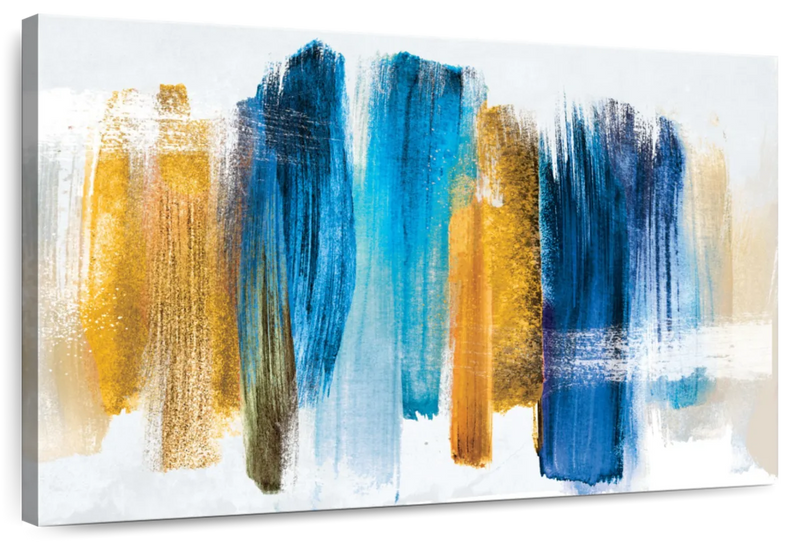 Blue And Gold Abstract Wall Art
