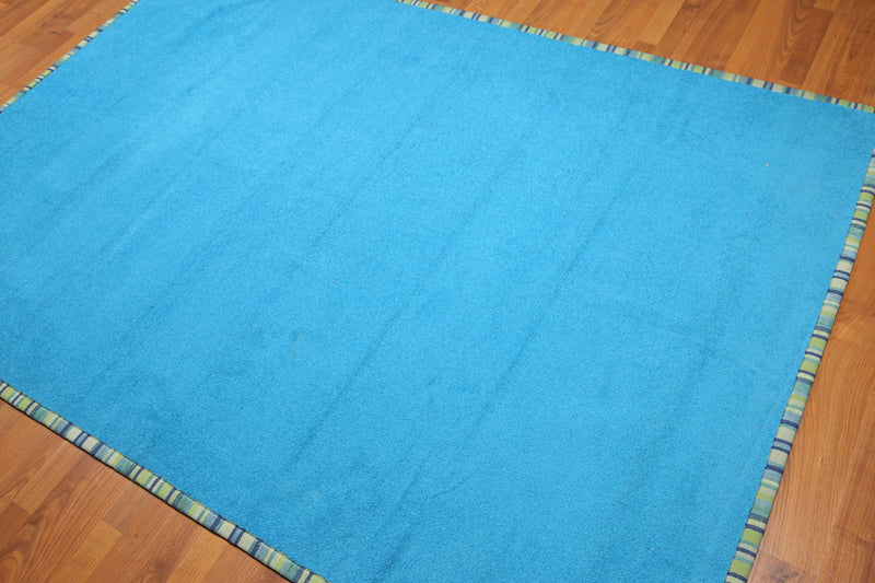5' x 8' Handmade Coastal Mediterranean Blue Area rug Blue