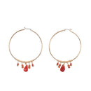 Orange and Red Beaded Hoop Earring