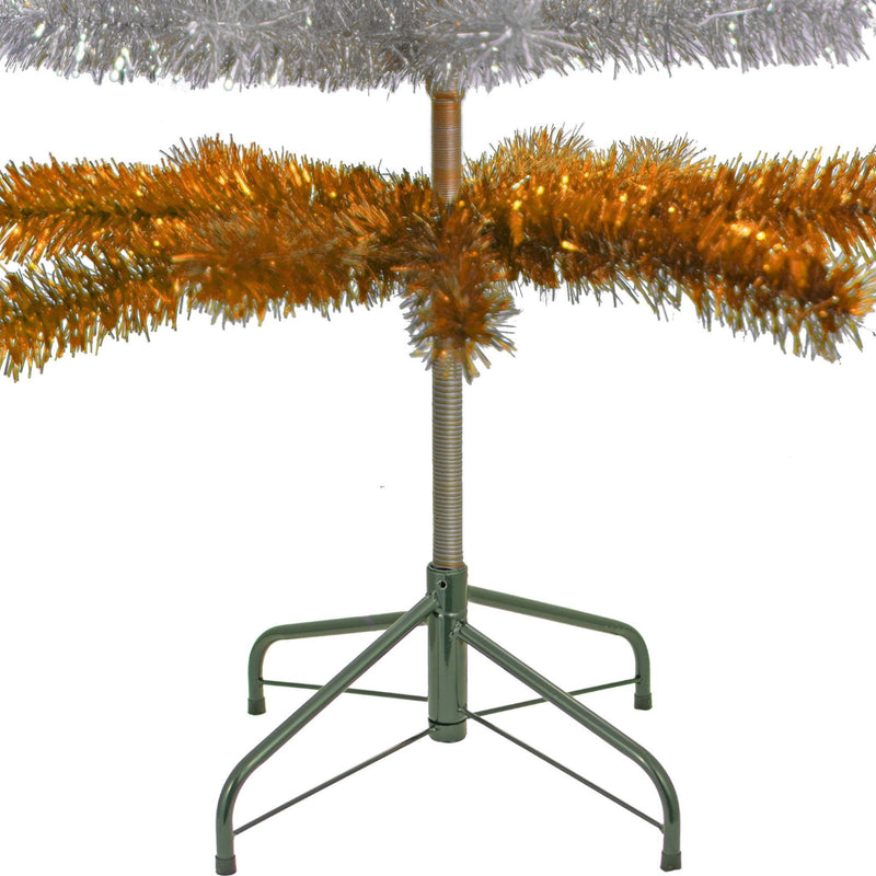 Orange & Silver Layered Tinsel Christmas Tree