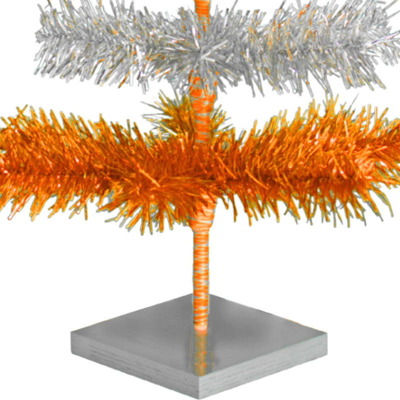 Orange & Silver Layered Tinsel Christmas Tree