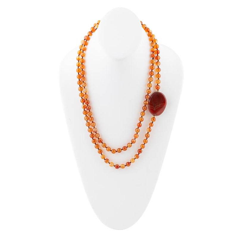 Orange Carnelian Knotted Necklace