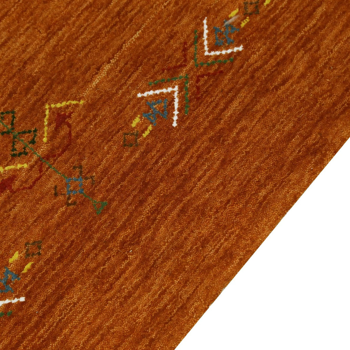 Orange Hand Loomed Wool Area Rug Bold Center Colorful Pattern, photo 11 of 13