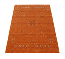 Orange Hand Loomed Wool Area Rug Bold Center Colorful Pattern by The Rug Decor