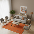 Orange Center Pattern Hand Loomed Wool Area Rug
