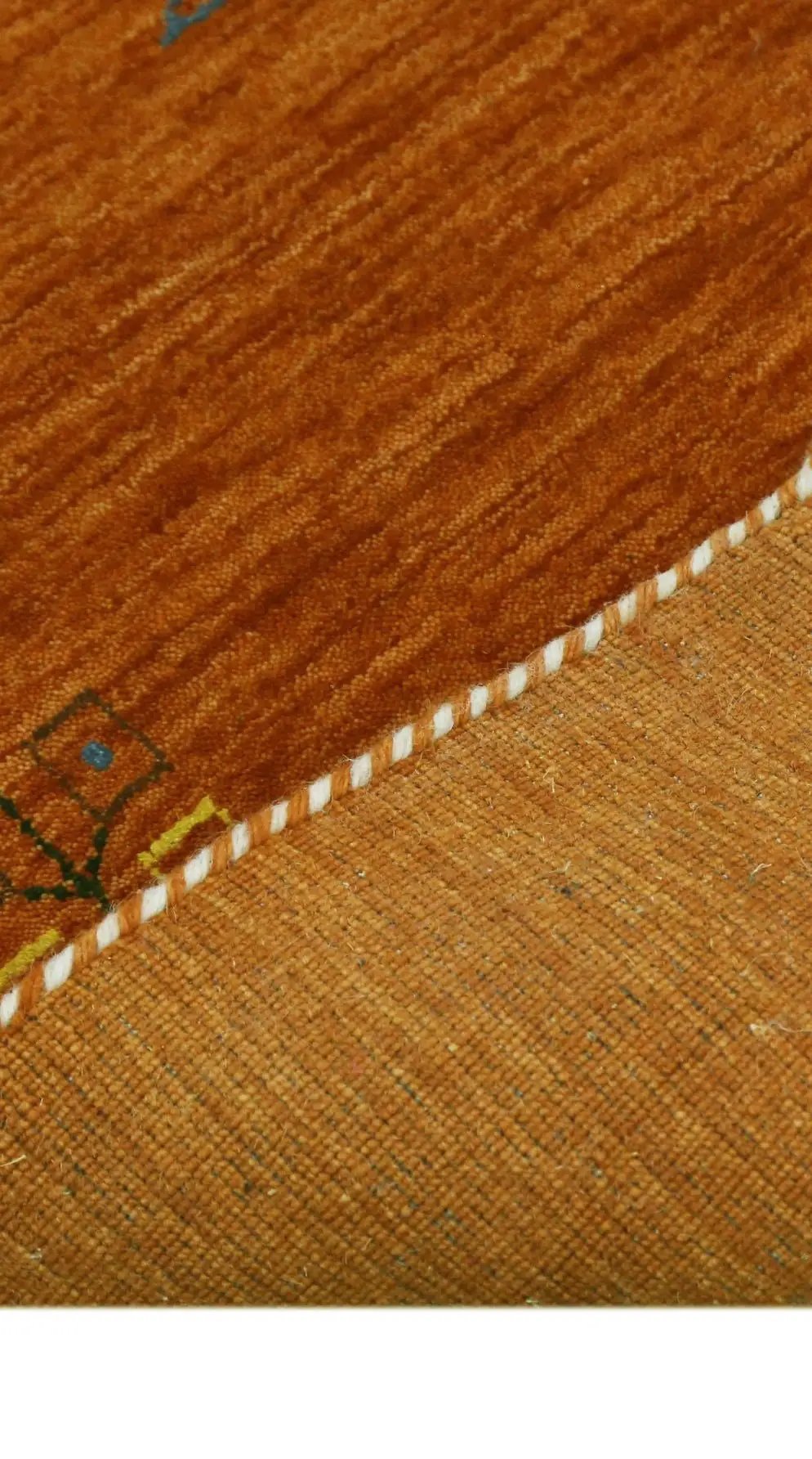 Orange Hand Loomed Wool Area Rug Bold Center Colorful Pattern, photo 13 of 13