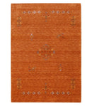 Orange Hand Loomed Wool Area Rug Bold Center Colorful Pattern by The Rug Decor