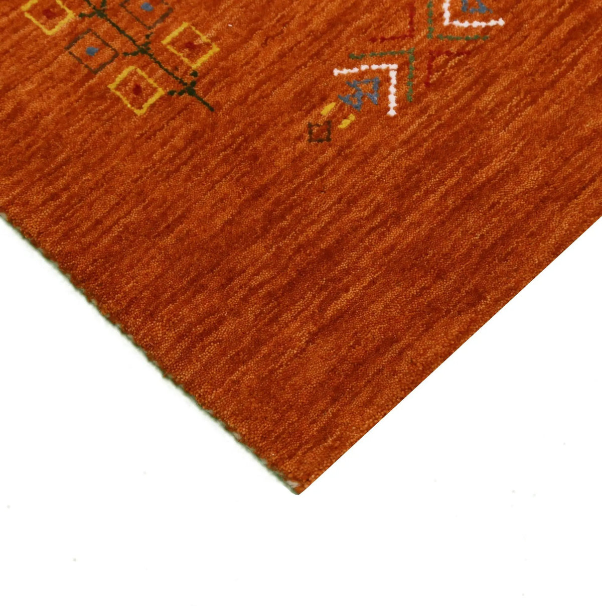 Orange Hand Loomed Wool Area Rug Bold Center Colorful Pattern, photo 12 of 13