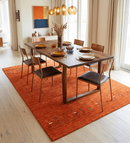 Orange Contemporary Hand Loomed Premium Wool Area Rug with Dynamic Multicolor Accents by The Rug Decor