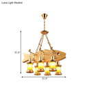 GobekUsa Orange Glass Island Pendant Light w/ Fish/Guitar Design - Farm Gold Kerosene Hanging Lamp Kit
