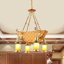 GobekUsa Orange Glass Island Pendant Light w/ Fish/Guitar Design - Farm Gold Kerosene Hanging Lamp Kit