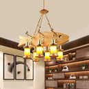 GobekUsa Orange Glass Island Pendant Light w/ Fish/Guitar Design - Farm Gold Kerosene Hanging Lamp Kit