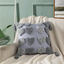 Orange & grey heart embroidery cushion cover living room tassels by Decorbites