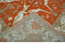 Orange, Ivory and Olive Hand knotted Oriental Oushak 9x12 wool Area Rug by The Rug Decor