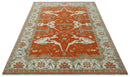 Orange, Ivory and Olive Hand knotted Oriental Oushak 9x12 wool Area Rug by The Rug Decor