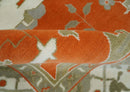 Orange, Ivory and Olive Hand knotted Oriental Oushak 9x12 wool Area Rug by The Rug Decor
