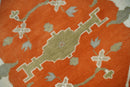 Orange, Ivory and Olive Hand knotted Oriental Oushak Multi Size wool Area Rug