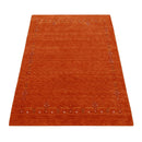 Orange Hand Loomed Wool Area Rug with Tribal Geometric Border by The Rug Decor