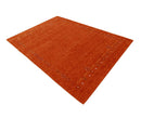 Orange Hand Loomed Wool Area Rug with Tribal Geometric Border by The Rug Decor
