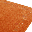 Orange Hand Loomed Wool Area Rug with Tribal Geometric Border by The Rug Decor