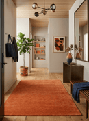 Orange Modern Solid Design Hand Loomed Wool Area Rug