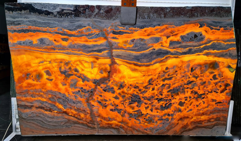 Orange Onyx Bookmatching Polished Marble Slab