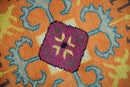 Orange Silver Mustard Hand Knotted Wool Area Rug Mamluk Medallion Design