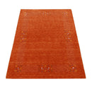 Orange Wool Area Rug - Hand Loomed with Intricate Border Design by The Rug Decor