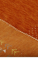 Orange Wool Area Rug - Hand Loomed with Intricate Border Design by The Rug Decor