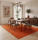 Orange Wool Area Rug - Hand Loomed with Intricate Border Design by The Rug Decor