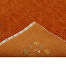 Orange Solid ground with Border Pattern Loomed Wool Area Rug