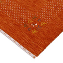 Orange Solid ground with Border Pattern Loomed Wool Area Rug