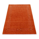 Orange Solid ground with Border Pattern Loomed Wool Area Rug