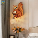 GobekUsa Crystal LED Wall Lamp: Modern Owl Wall Lights for Bedroom, Dining Room, and Living Room