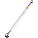 Orange stainless steel mini ball digger kitchen tool by Decorbites