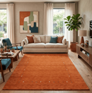 Orange Tribal Gabbeh Area Rug - Hand Loomed Wool Border Design by The Rug Decor
