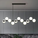 GobekUsa Orb White Glass Shade Island Hanging Light - 11-Light Postmodern Restaurant Lamp