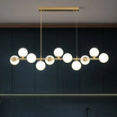 GobekUsa Orb White Glass Shade Island Hanging Light - 11-Light Postmodern Restaurant Lamp