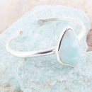Organic Blue Larimar and Sterling Silver Cuff Bracelet