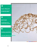 Organic copper crystal ceiling chandelier dining room pendant light by Decorbites