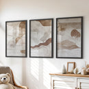 Wabi Sabi Line Art Set of 3 Prints. Earth Tones Landscape by Wall Art Set