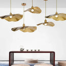 GobekUsa Golden Iron Lotus Leaf Chandelier for Coffee Shop Restaurant Bedroom